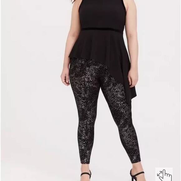 Torrid Premium Legging - Metallic Splatter Black Size 4X - Picture 3 of 12